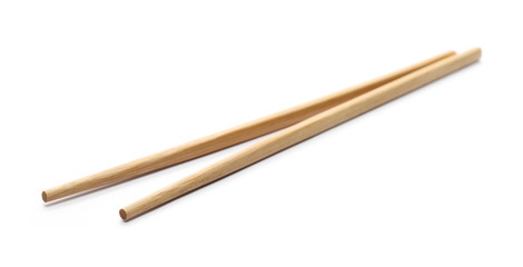 Asian wooden chopsticks isolated on white background