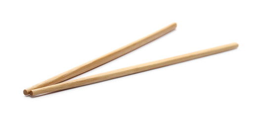 Asian wooden chopsticks isolated on white background
