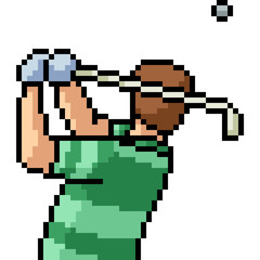 vector pixel art golf swing