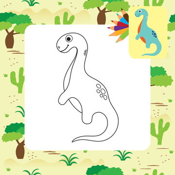 Cute dino coloring page
