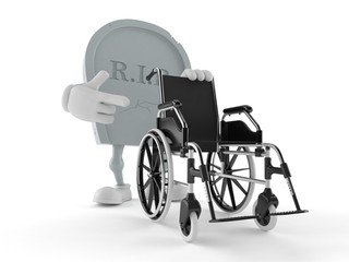 Fototapeta na wymiar Grave character with wheelchair
