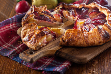 Galette with pears and plums