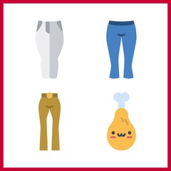 leg icon. pants and chicken leg vector icons in leg set. Use this illustration for leg works.