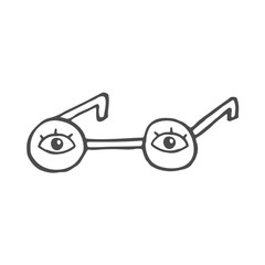 doodle icon. glasses. vector illustration of glasses with eyes.