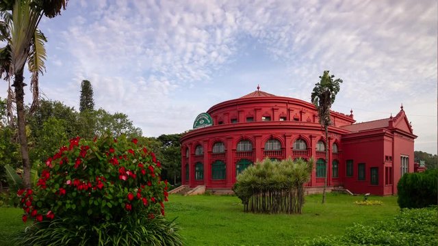 bangalore city famous state library building traffic street panorama 4k timelapse india