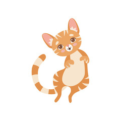 Cute Striped Funny Red Cat, Kitten Animal Pet Character Vector Illustration
