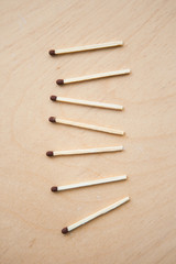 Bunch of matches on the wood ground