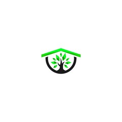 simple elegant modern green eco house vector logo design