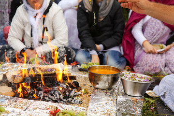 traditional indian yagya (puja), fire ritual