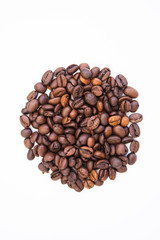 Coffee beans on a white ground