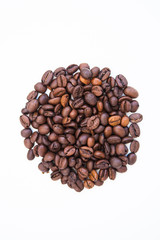 Coffee beans on a white ground