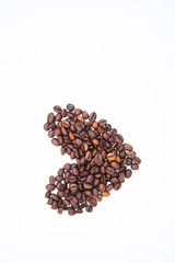 Heart from coffee beans