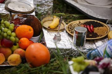 traditional indian yagya (puja), fire ritual