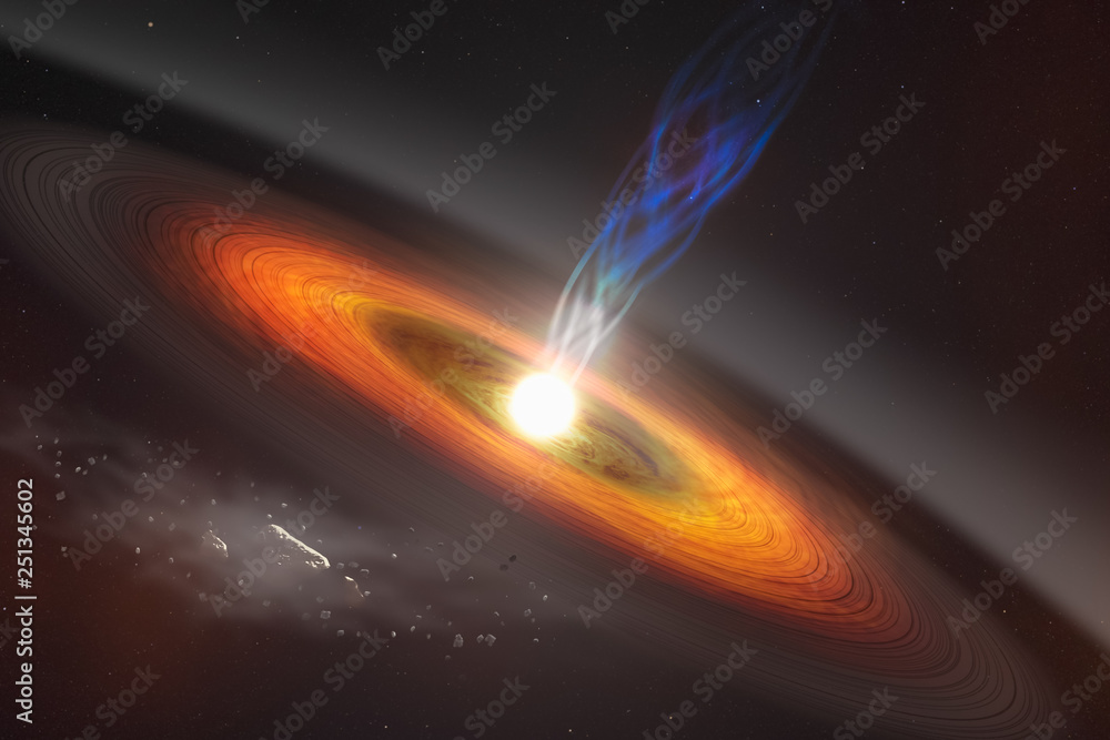 Aufkleber abstract space wallpaper. black hole with nebula over colorful stars and cloud fields in outer space