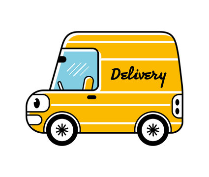 Delivery van isolated