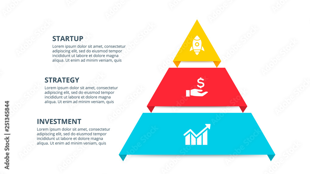 Aufkleber vector pyramid infographic with 3 options. business presentation template