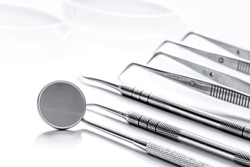 dental tools on white background close up