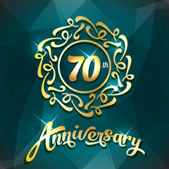 70th anniversary label golden design elements