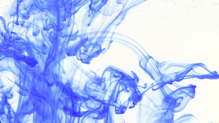blue ink that enters the water forming animated textures, footage ideal for motiongraphic and compositing
