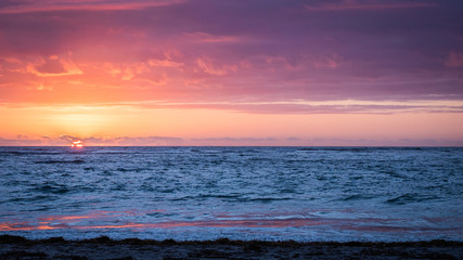 Incredible Blue and pink sunset in Western Australia at the beach, eagles, fishermen, beautiful