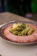 Pasta with pesto sauce