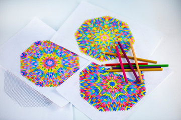 mandala creative drawing, relaxation and stress relief, filling the picture with energy