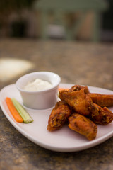 fried chicken wings with sauce