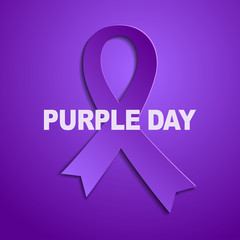 Purple Ribbon World epilepsy day on the purple background. vector illustration. Medical concept