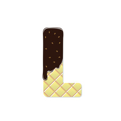 wafer letter L with the current chocolate glaze