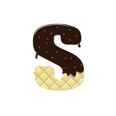 wafer letter S with the current chocolate glaze