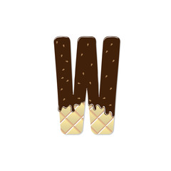 wafer letter W with the current chocolate glaze