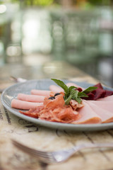 slices of ham on plate