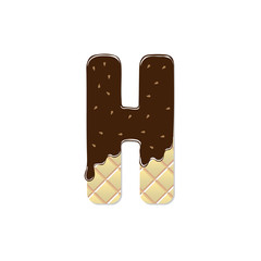 wafer letter H with the current chocolate glaze