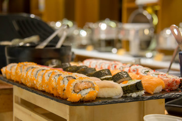  delicous Japanese food buffet in restaurant