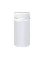 medicine white pill bottle isolated on a white background