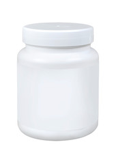 medicine white pill bottle isolated on a white background