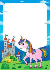 Unicorn near castle theme frame 1