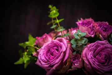 Pink roses in bouquet