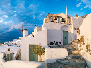Panorama Oia Village architecture. Greece Santorini Island