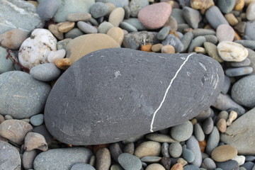 Various types of stones and pebbles taken on a stoney beach