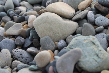 Various types of stones and pebbles taken on a stoney beach