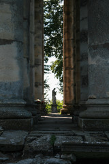 Fototapeta na wymiar Ancient columns of the church.