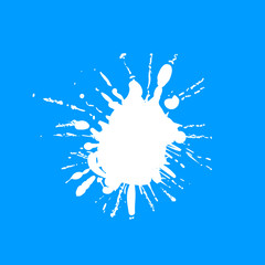 Vector Milk Splash, White Splashed Paint on Light Blue Mackground.