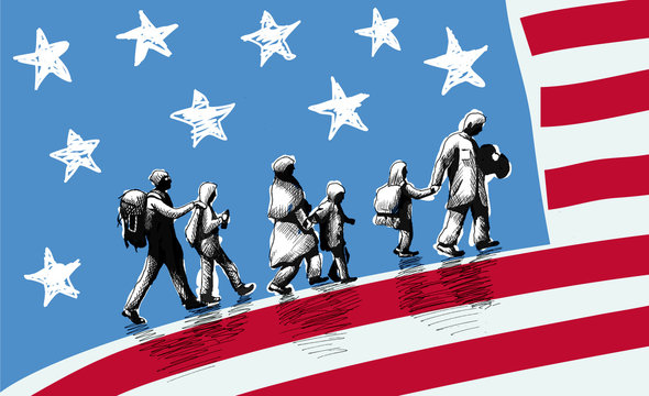 Illustration of USA immigration.