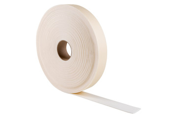 a roll of soft adhesive tape to connect the joints of roofing materials, on a white background