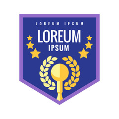 Cup winner logo. Emblem. The idea of achieving victory. Logo competition. Trophy in flat style. Vector sign template.