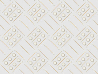 ear sticks and cosmetic cream on grey background, seamless background pattern