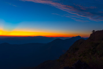 Obraz na płótnie Canvas Landscape of sunrise on Mountain at of Doi Pha Phueng ,NAN,Thailand