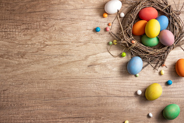 Easter eggs in the nest