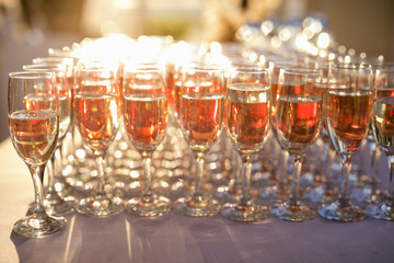 Champaign. Champaign being pored into glasses